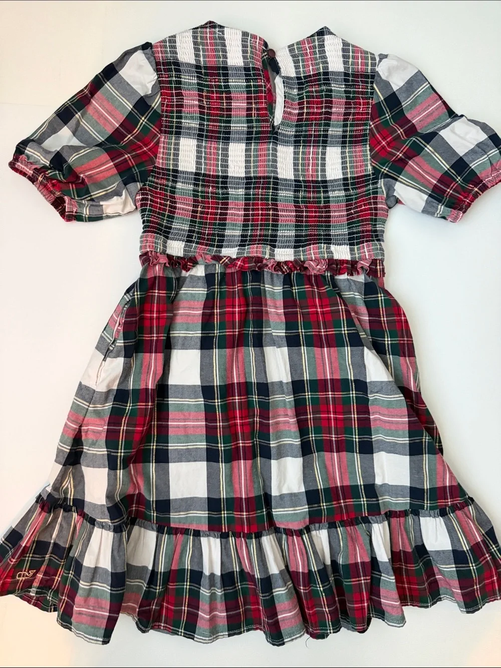 Girls Red Plaid Smocked Waist Dress - Classic Holiday Style